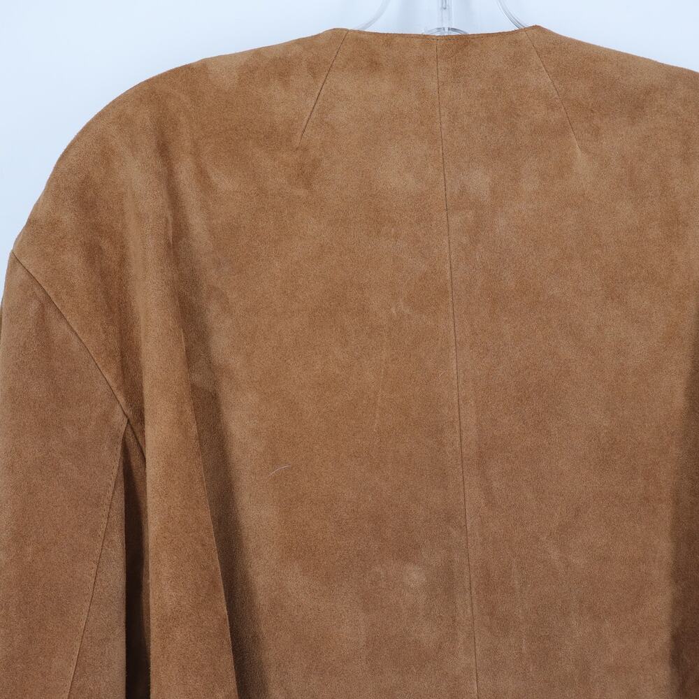 MADEWELL Crop Suede Cardigan Jacket Cognac Long Sleeve Boxy Fit Women's M - Picture 10 of 15